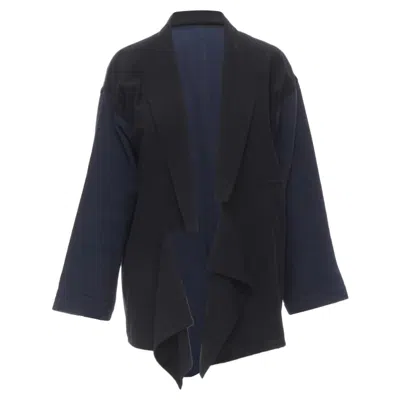 Pre-owned Comme Des Garçons Comme Des Garcons Deconstructed Drape Front Blazer In Blue
