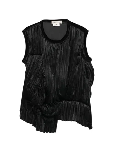 Comme Des Garçons Deconstructed Sleeveless Ruch Top In Black