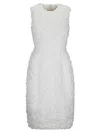 Comme Des Garçons Tulle Flower Tape Embroidery Midi Dress In White