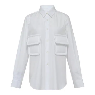 Comme Des Garçons Decorative Pocket Long Sleeve Shirt In White