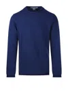 Comme Des Garçons Deep Blue Crew Neck Wool Shirt With Minimalist Design In Black