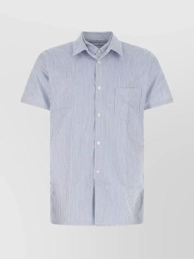 Comme Des Garçons Delicate Embroidery On Cotton Shirt In Blue