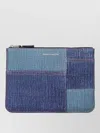 Comme Des Garçons Denim Effect Leather Patchwork Zip Pouch