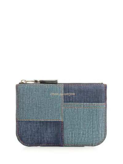 Comme Des Garçons Denim Patchwork Coin Purse Small Leather Goods Blue In White