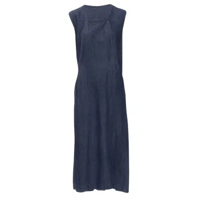 Comme Des Garçons Comme Des Garcons Denim Pinched Seam Square Neck Dress In Blue