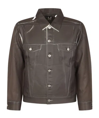 Comme Des Garçons Denim-print Like Jacket In Brown