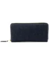 Comme Des Garçons Denim Zip Around Wallet In Blue