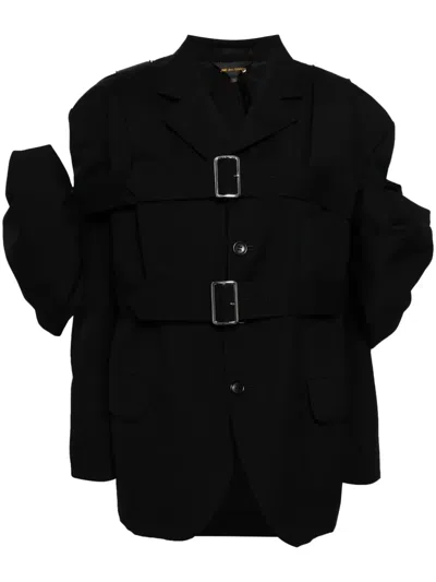 Comme Des Garçons Detachable-panel Wool Blazer In Black