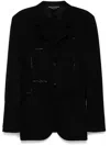 Comme Des Garçons Distressed Detail Blazer In Black