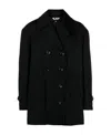 Comme Des Garçons Wool Blend Double-breasted Coat With Ribbed Sleeves In Black