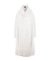 Comme Des Garçons Distressed-lace Long Coat In White