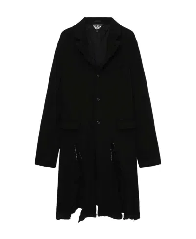 Comme Des Garçons Distressed Single-breasted Coat In Black