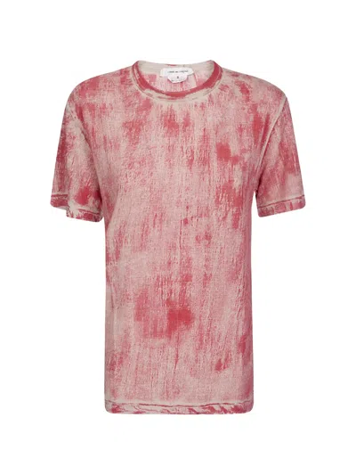 Comme Des Garçons Distressed-effect Linen T-shirt In Red