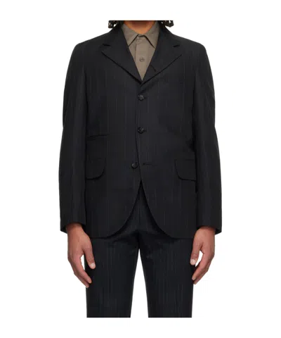 Comme Des Garçons Dobby Stripe Blazer In Black