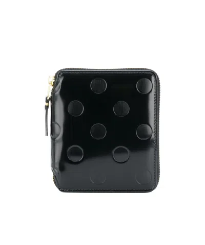 Comme Des Garçons Dot Detail Zipped Wallet In Black