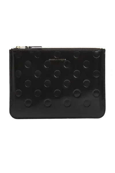 Comme Des Garçons Dot Embossed Zipped Wallet In Black