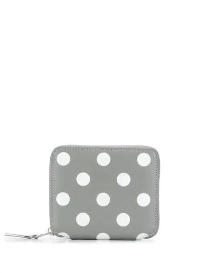 Comme Des Garçons Dot Leather Wallet Accessories In Grey
