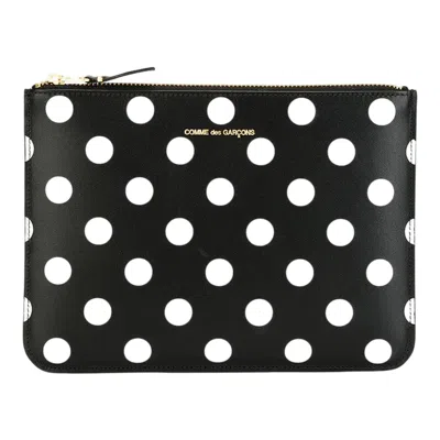 Comme Des Garçons Dots Printed Big Pouch In Black