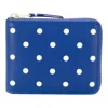 Comme Des Garçons Dots Printed Leather Line U Zip Wallet In Red