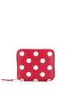 Comme Des Garçons Dots Printed Leather Line Wallet Accessories In Red