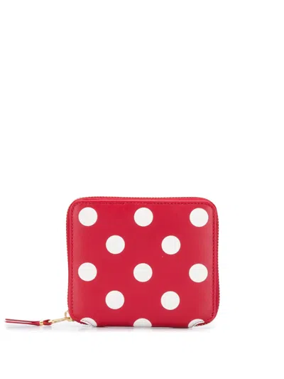 Comme Des Garçons Dots Printed Leather Line Wallet By Comme Des In Red