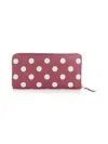 Comme Des Garçons Dots Printed Leather Line Zip Around Accessories In Pink