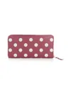 Comme Des Garçons Dots Printed Leather Line Zip Around Accessories In Red