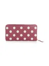 Comme Des Garçons Dots Printed Leather Line Zip Around Accessories In Red