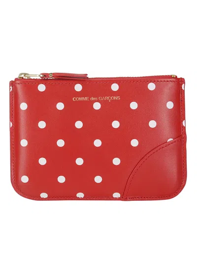 Comme Des Garçons Dots Printed Leather Lne In Red