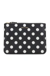 Comme Des Garçons Dots Printed Leather Pouch In Black