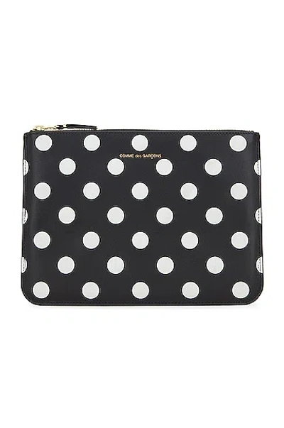 Comme Des Garçons Dots Printed Leather Pouch In Black