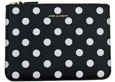 Comme Des Garçons Dots Printed Leather Wallet In Black