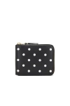 Comme Des Garçons Dots Printed Leather Zip Wallet In Black