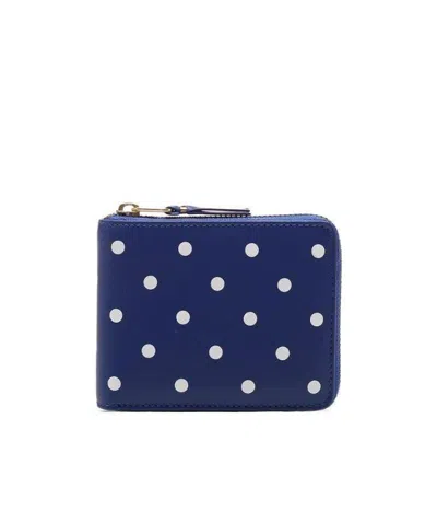 Comme Des Garçons Dotted Pattern Wallet In Blue