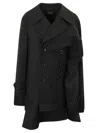 Comme Des Garçons Wool Double-breasted Coat In Black