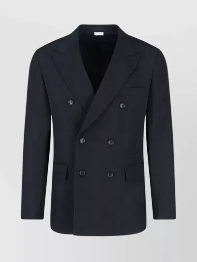 Comme Des Garçons Double Breasted Blazer Notched Lapels In Blue