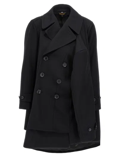 Comme Des Garçons Double-breasted Gabardine Jacket In Black