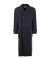 Comme Des Garçons Long Double Breasted Coat With Notched Lapels In Black