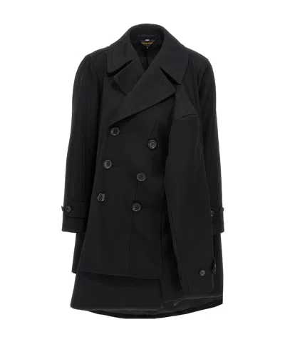 Comme Des Garçons Double-breasted Coat In Black