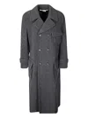 Comme Des Garçons Double-breasted Fastening Grey Wool Coat In Gray