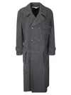 Comme Des Garçons Double-breasted Fastening Grey Wool Coat In Gray