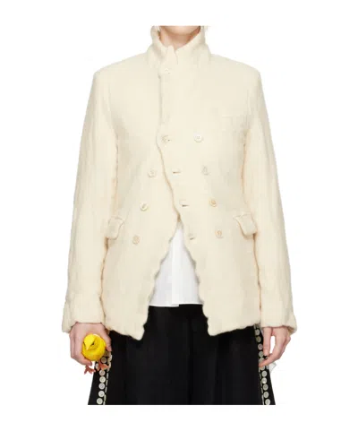 Comme Des Garçons Double-breasted Long-sleeved Blazer In Nude