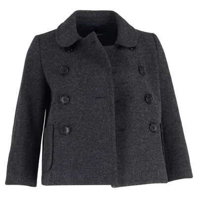 Comme Des Garçons Double-breasted Short Jacket In Grey Wool