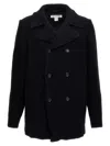 Comme Des Garçons Wool Blend Double-breasted Coat With Ribbed Sleeves In Black