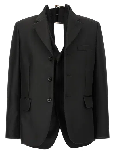 Comme Des Garçons Double Layer Effect Blazer In Black