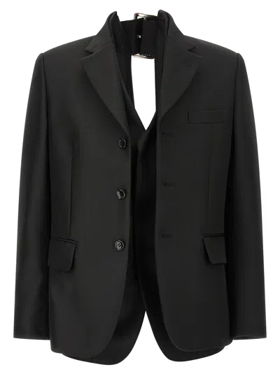 Comme Des Garçons Double Layer Effect Blazer In Black