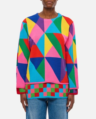 Comme Des Garçons Double Layer Pattern Sweater In Multicolor