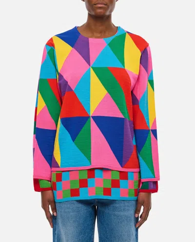 Comme Des Garçons Double Layer Pattern Sweater In Blue