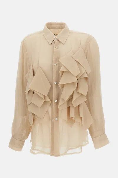 Comme Des Garçons Beige Semi-sheer Double-layer Shirt In Neutral