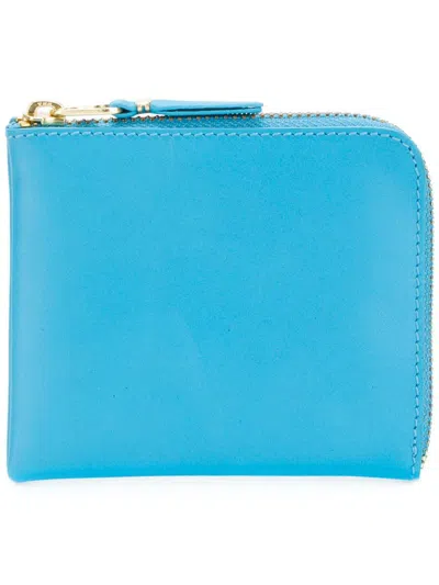 Comme Des Garçons Double-sided Zipper Classic Wallet Accessories In Blue